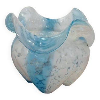 Blue and white glass paste vase