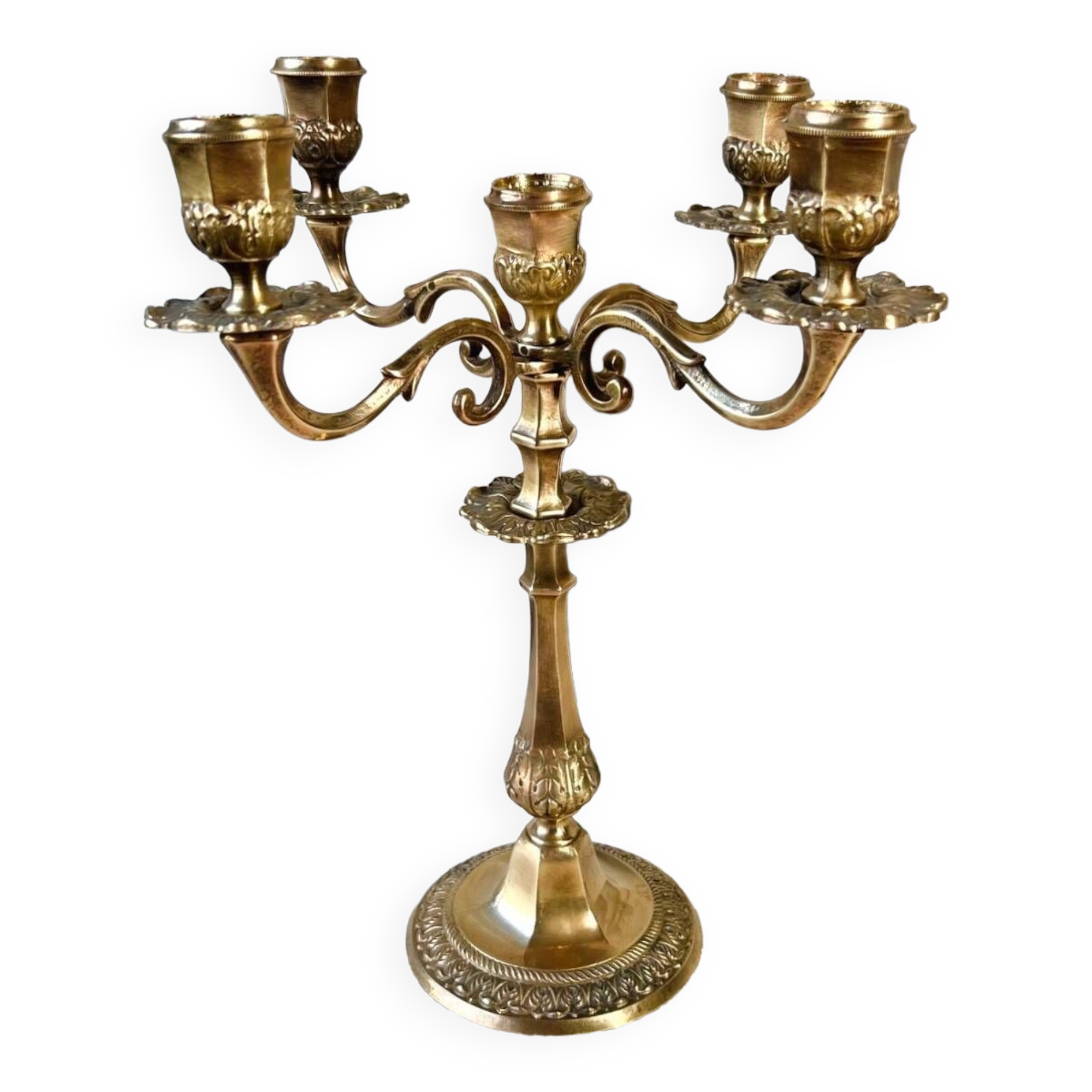 5-light brass candlestick