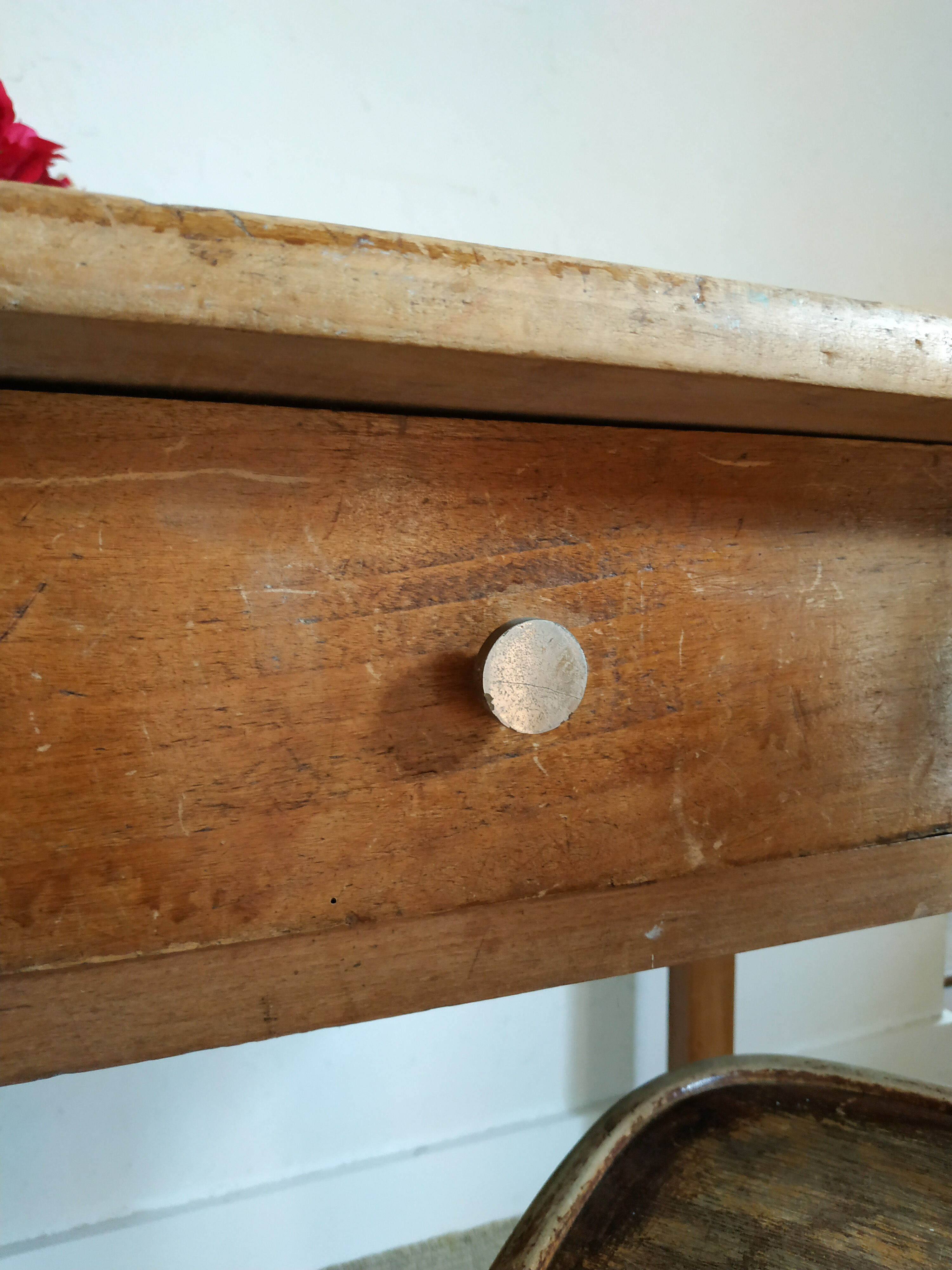 Old wooden farm table