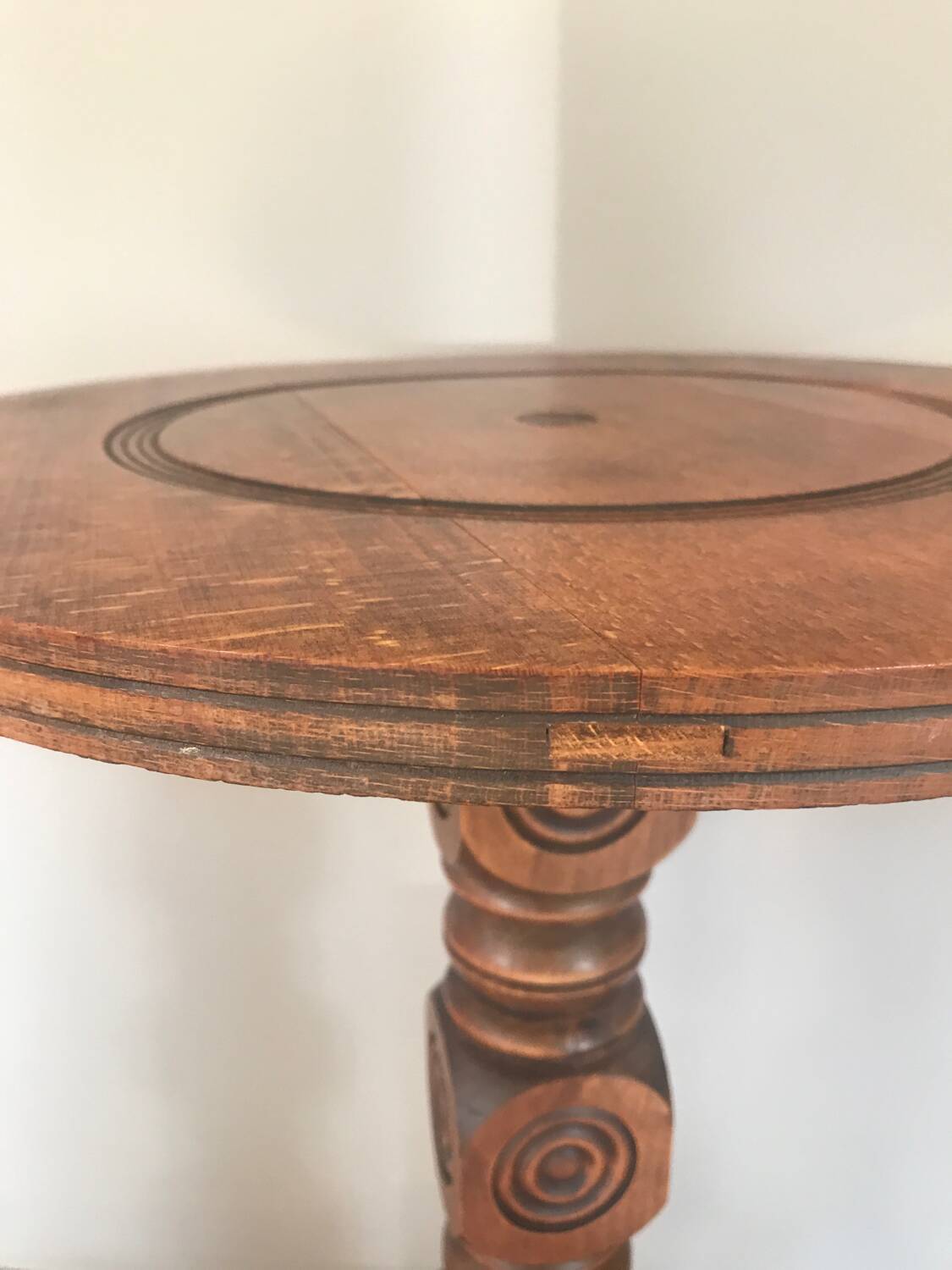 Mid century turned wood side table