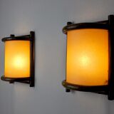 Pair of rattan wall lights France 1960