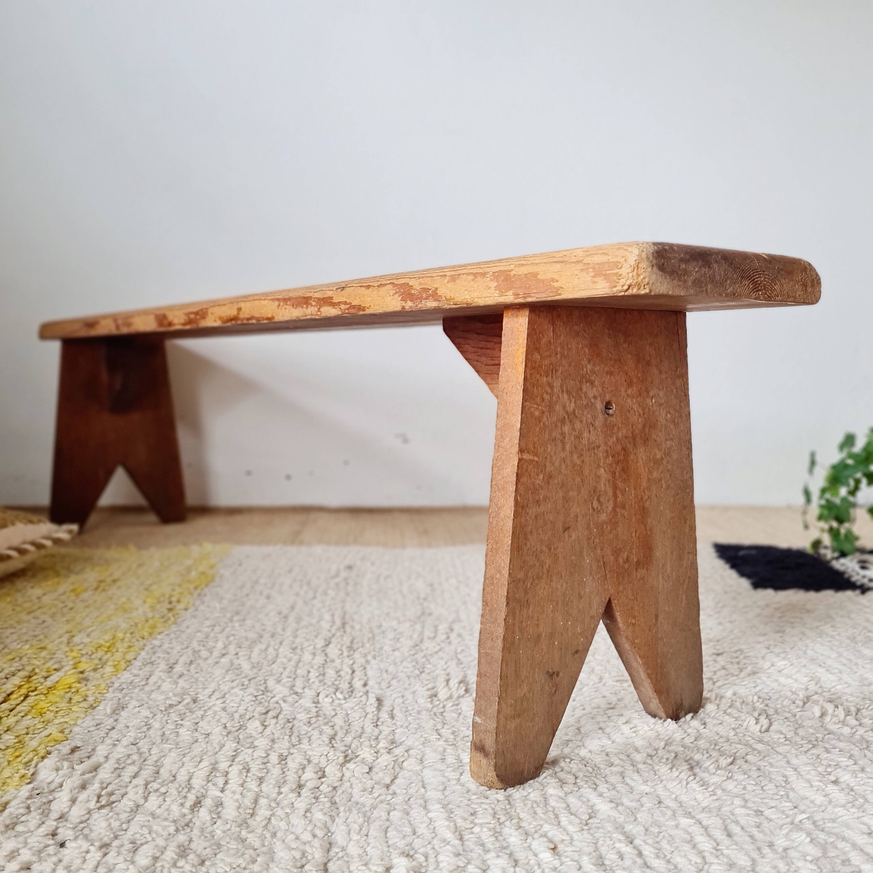 Old farmhouse bench in solid wood - 128 cm