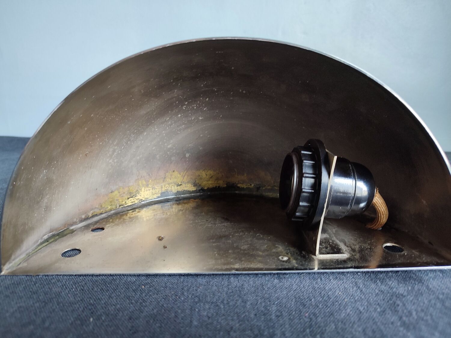 Pair of vintage chromed metal half-moon wall lamp