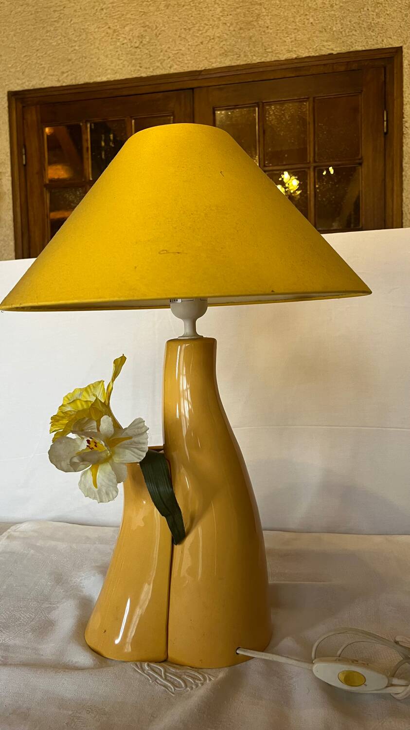 Ceramic table lamp and decorative pot 1980