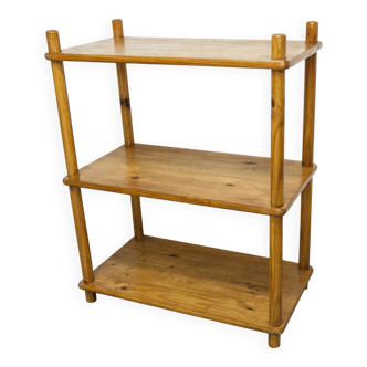 Scandinavian rectangular shelf from the 1960s, made of solid pine with round pencil legs.