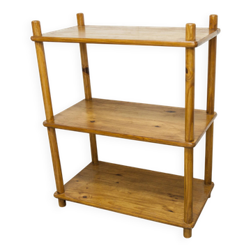 Scandinavian rectangular shelf from the 1960s, made of solid pine with round pencil legs.