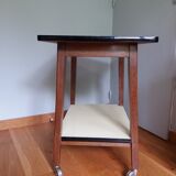 Formica and wood dessert table on wheels
