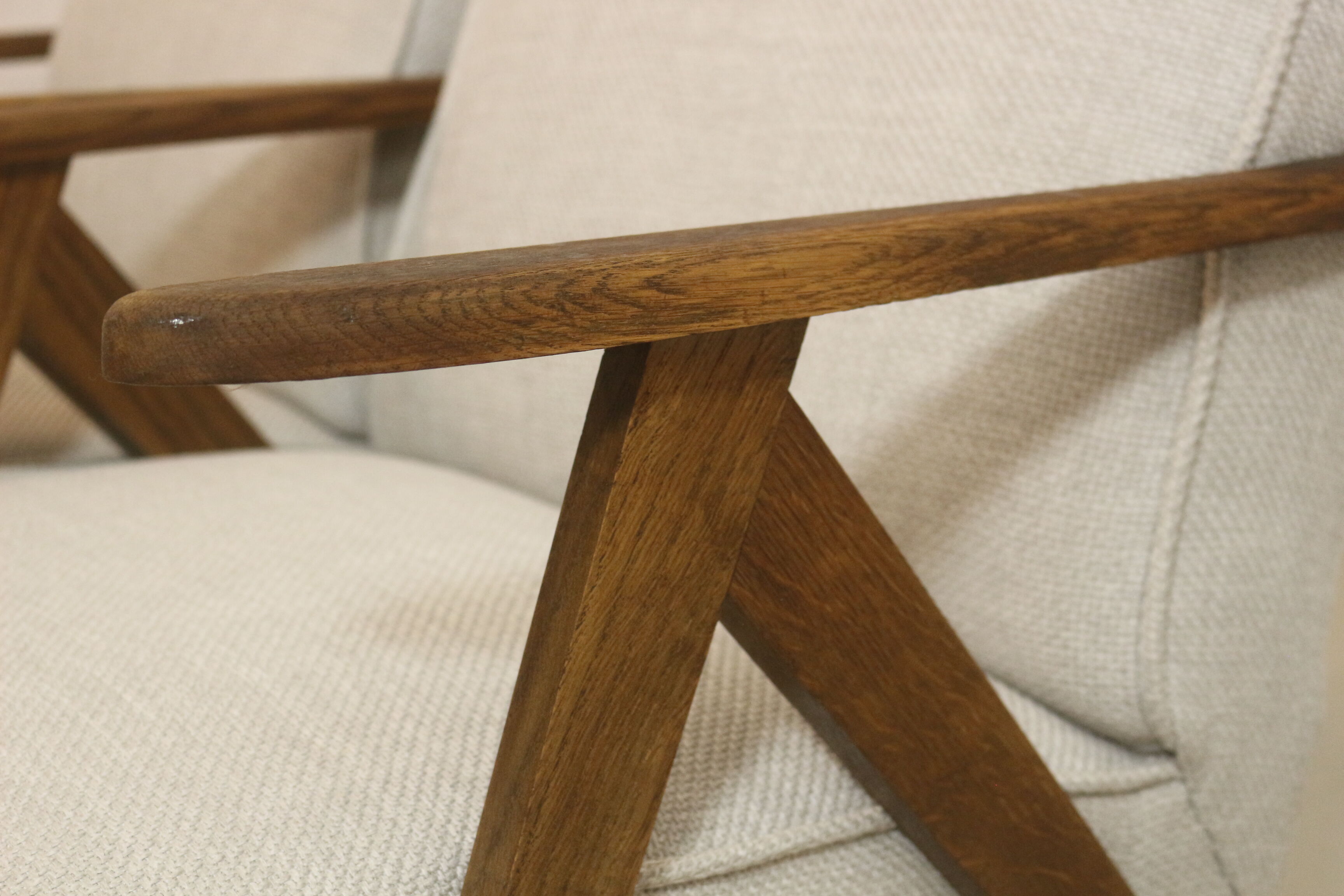 Pair of vintage armchairs design year 60 in oak