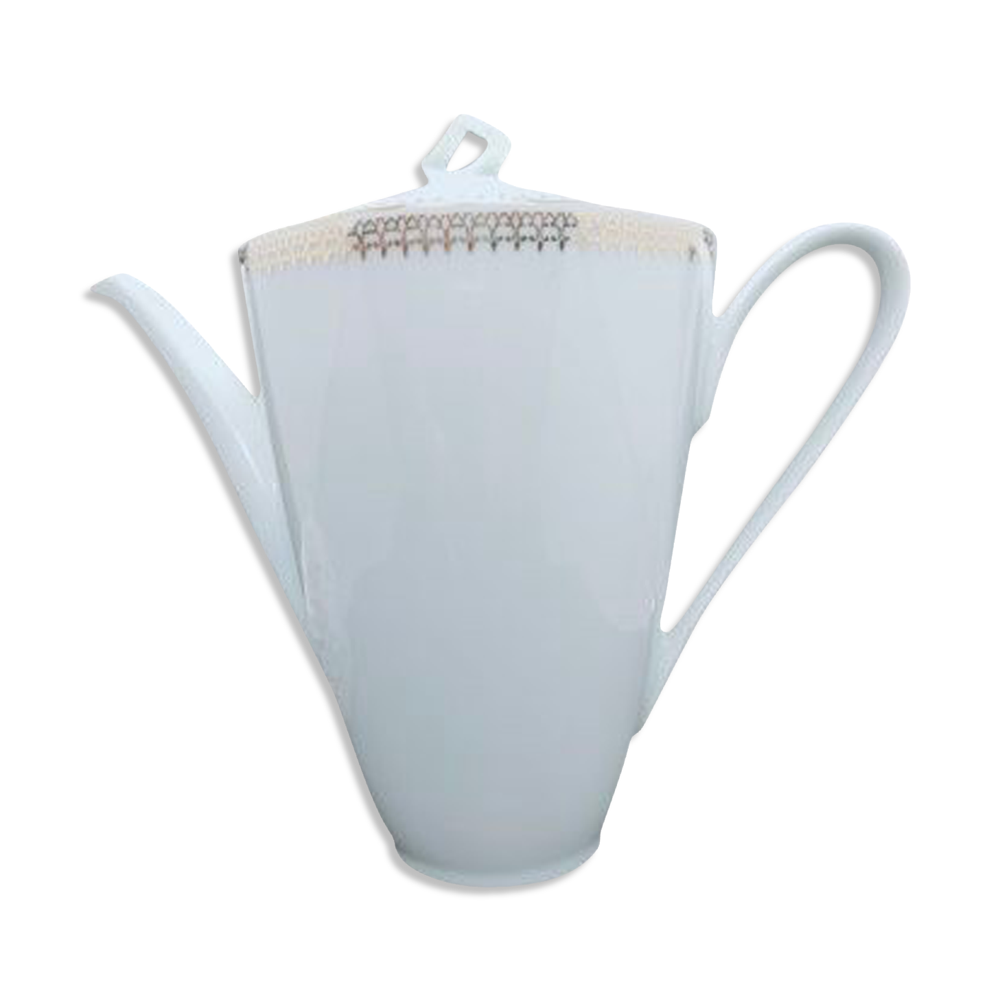 Porcelain coffee maker of Sologne "the motte" white and gold