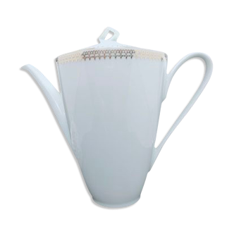 Cafetière porcelaine de Sologne "la motte" blanche et or