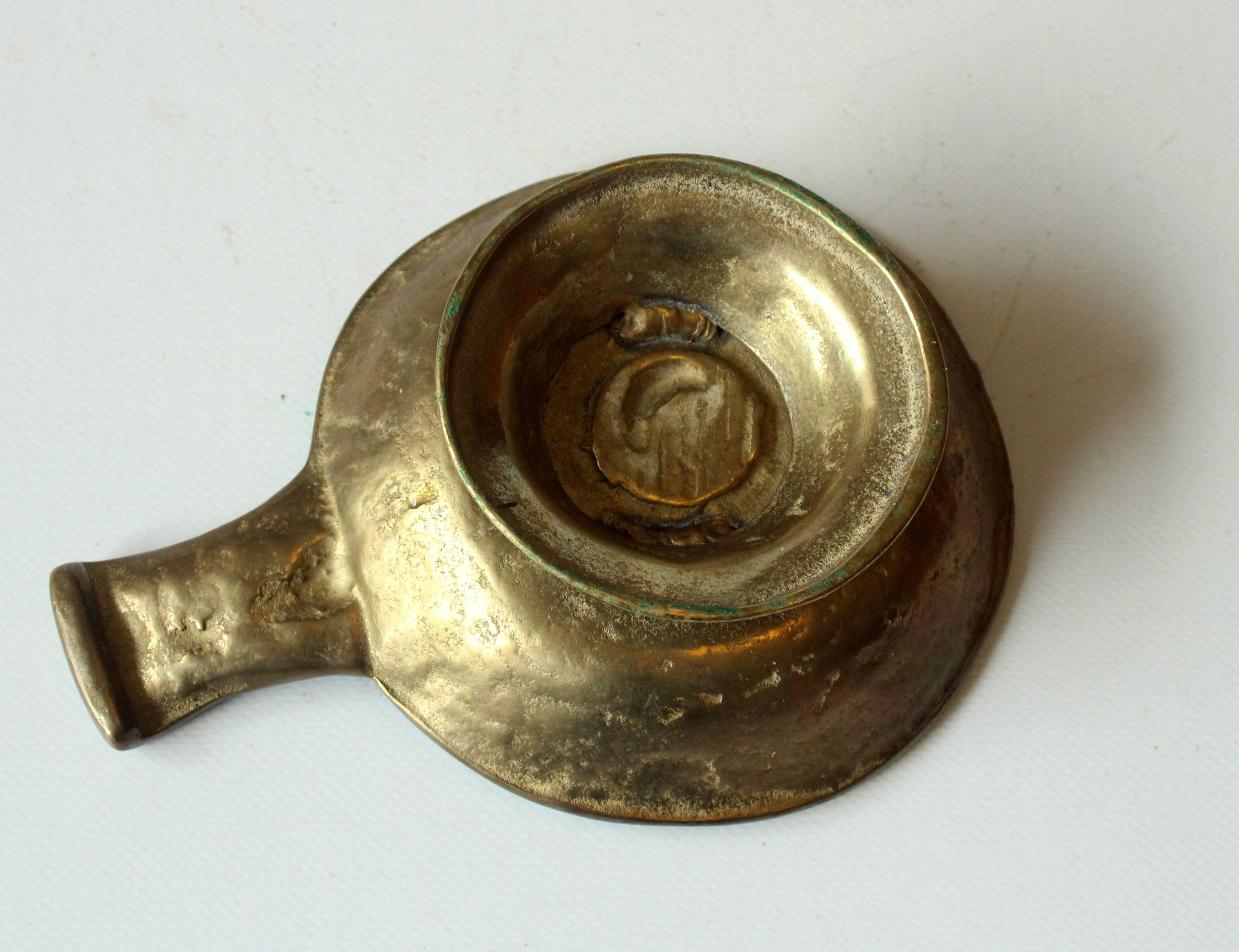 Handmade brutalist heavy brass candle stick - Vintage