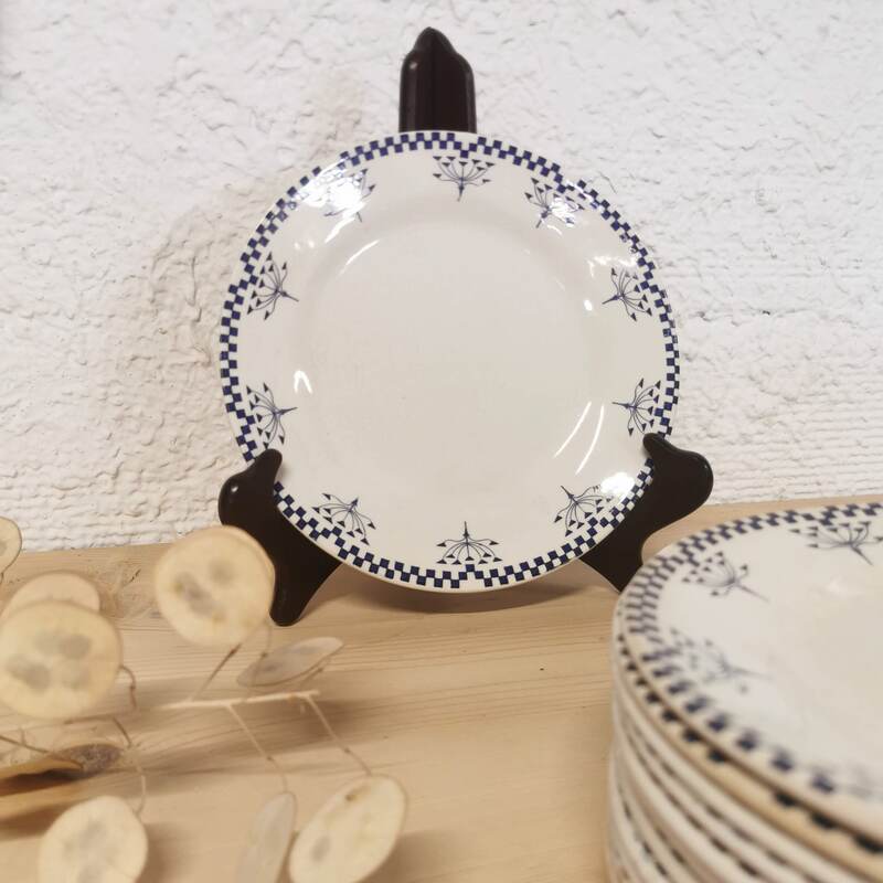 Checkerboard dessert plate - Creil and Montereau