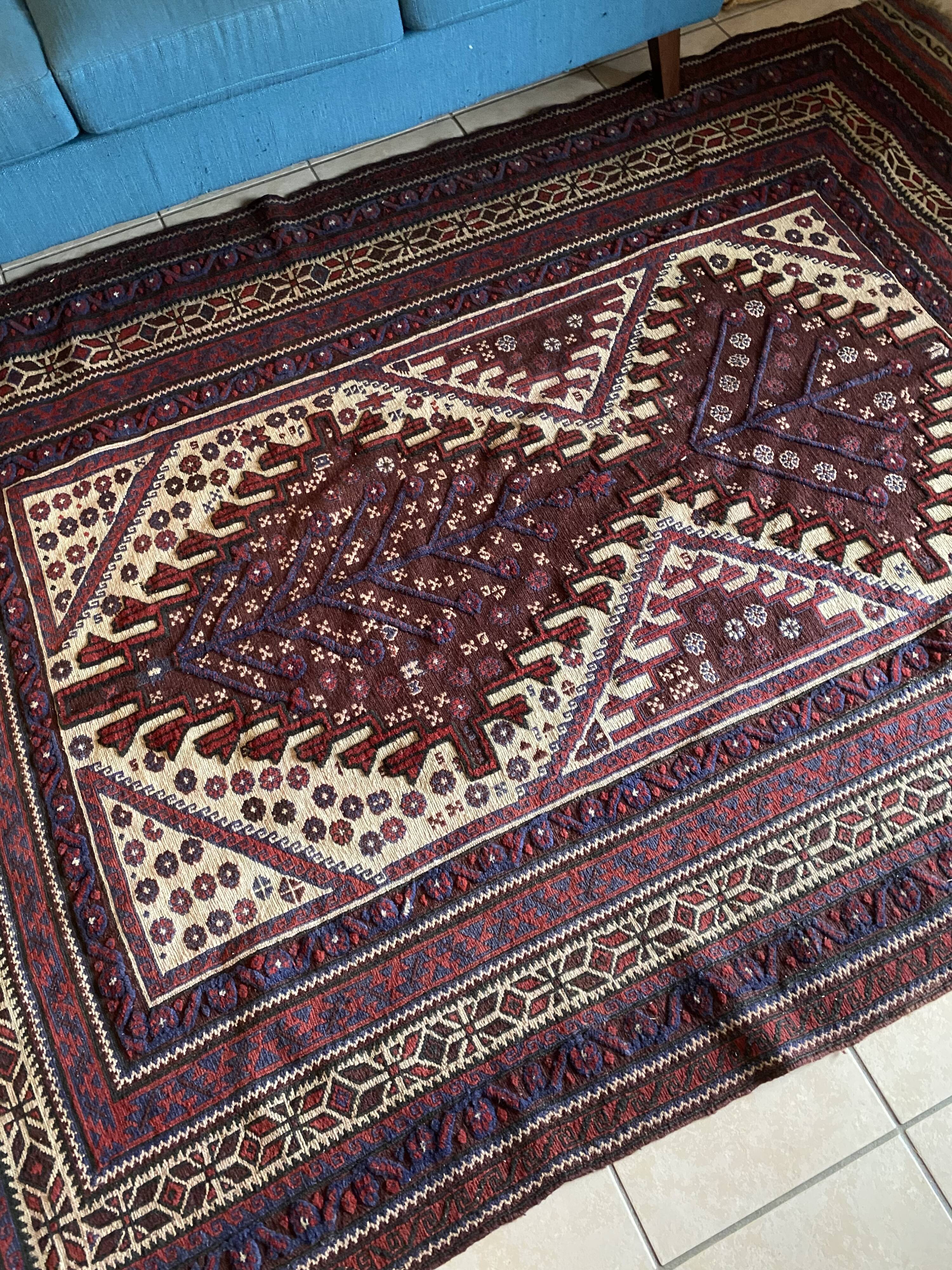 Old Afghan wool rug 270x186cm
