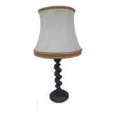 Lampe de chevet en bois tourné dans le style de Charles Dudouyt abat-jour
