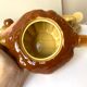 Ceramic teapot and tea cups shape lemon brioche 80s vintage