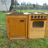 Vintage wooden children's school kitchen set