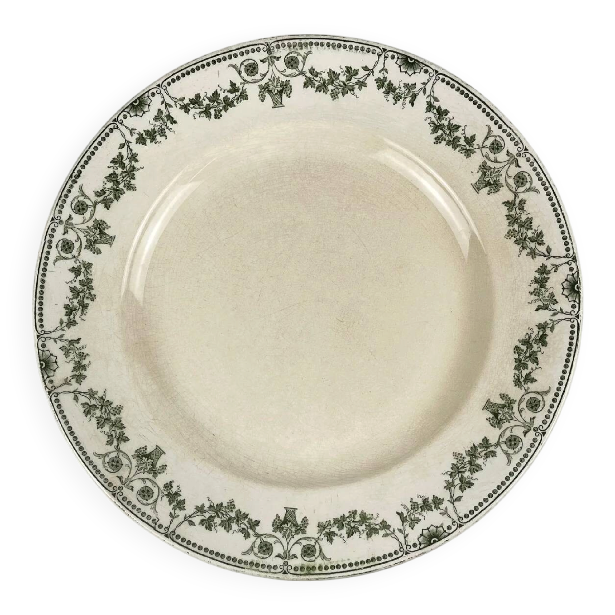 Plat rond "Champagne", Badonviller, vert, début XXème s.