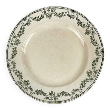 Round plate "Champagne", Badonviller, green, early 20th century.