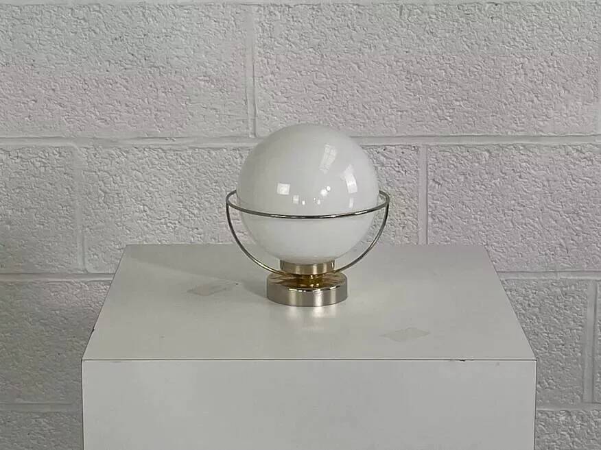 1950s wall lamp in white opaline and brass