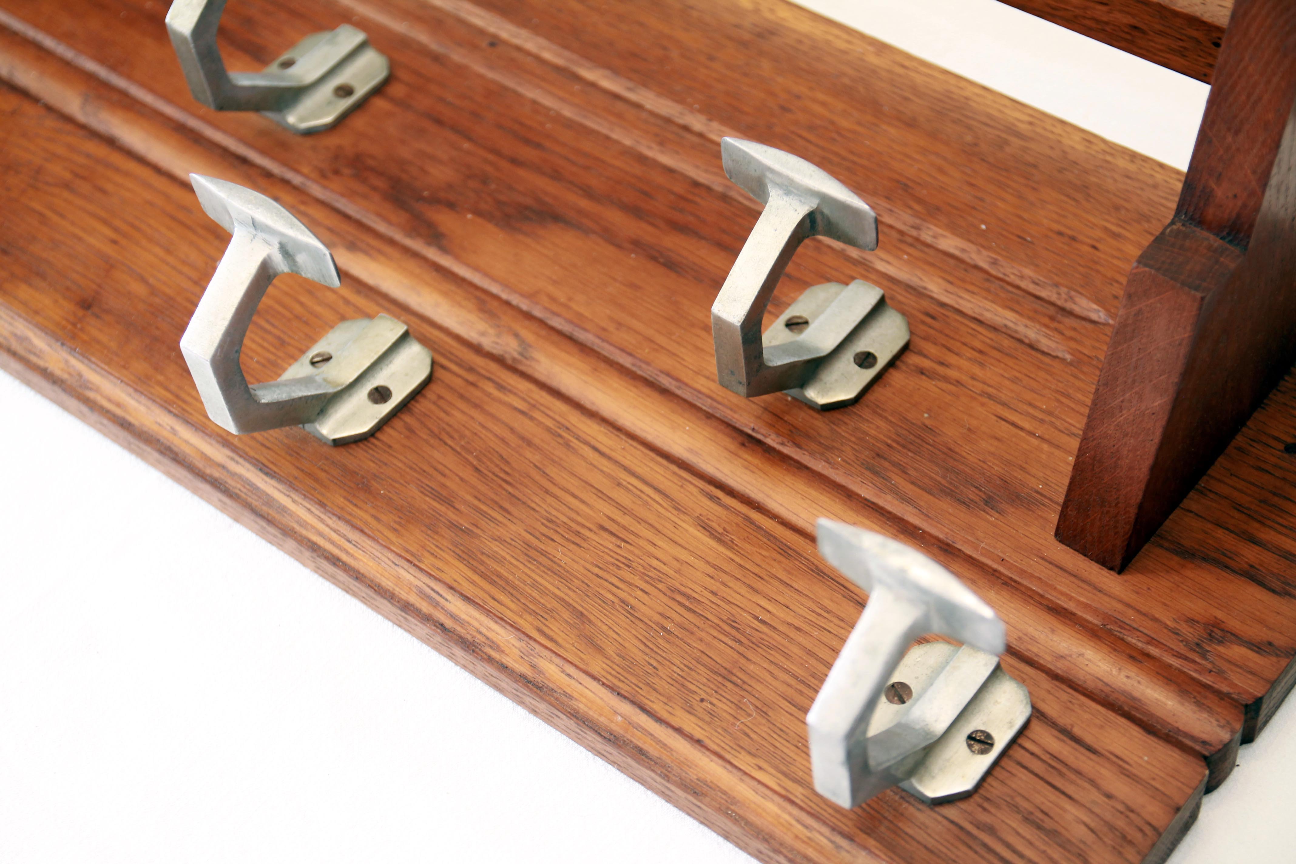 Baggage door and wooden coat rack
