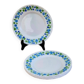 Set of 5 vintage dessert plates with blue flowers from the 70s.