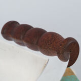 Silver plated metal hollow dish and mahogany handles