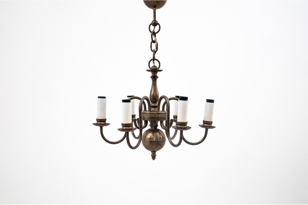 Brass chandelier, Poland, 1940s