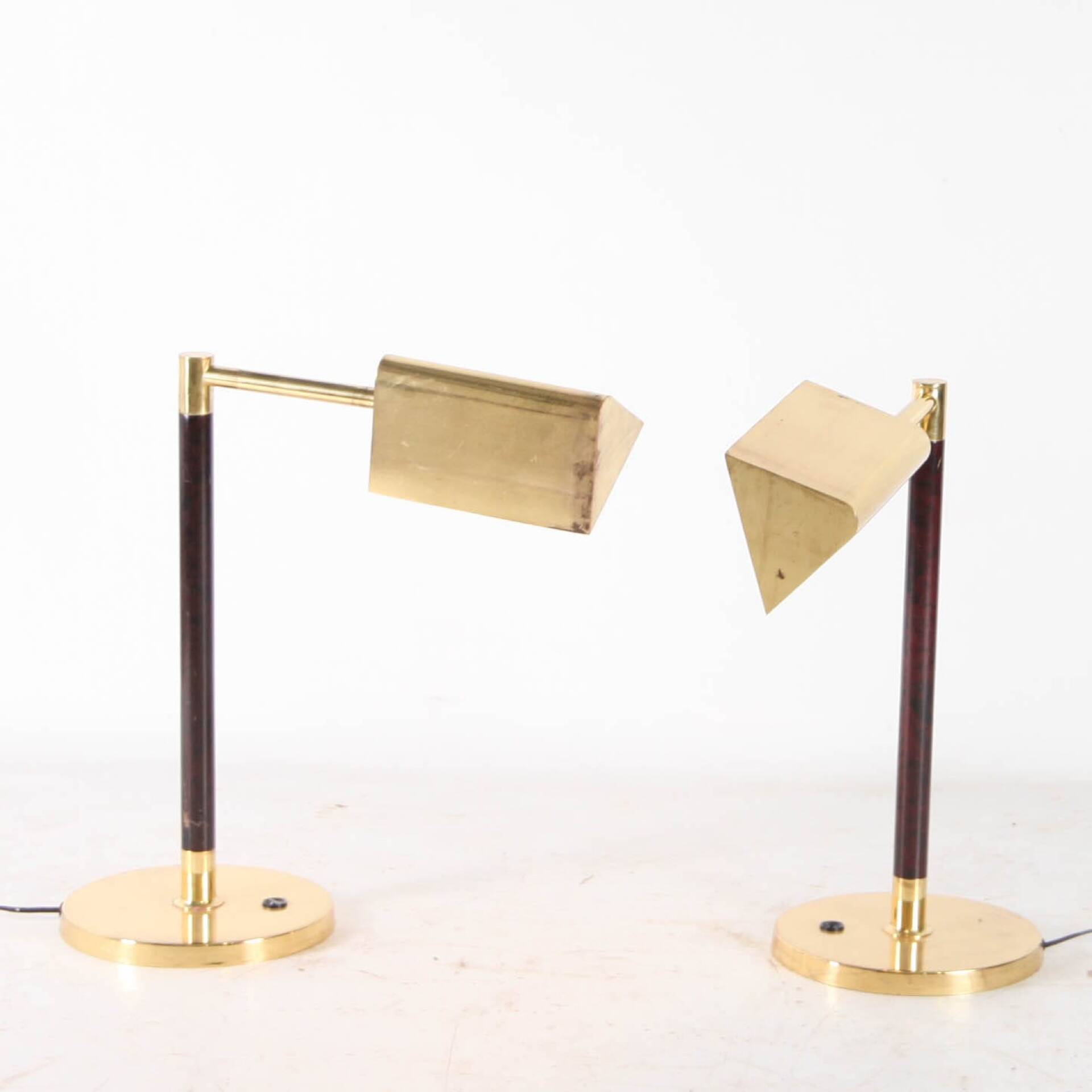 Brass and wood lamps