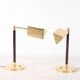 Brass and wood lamps