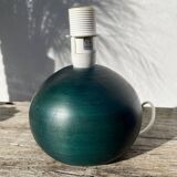 Wooden lamp base, ball-shaped, painted dark green, 1980