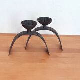 Duo of vintage brutalist candlesticks