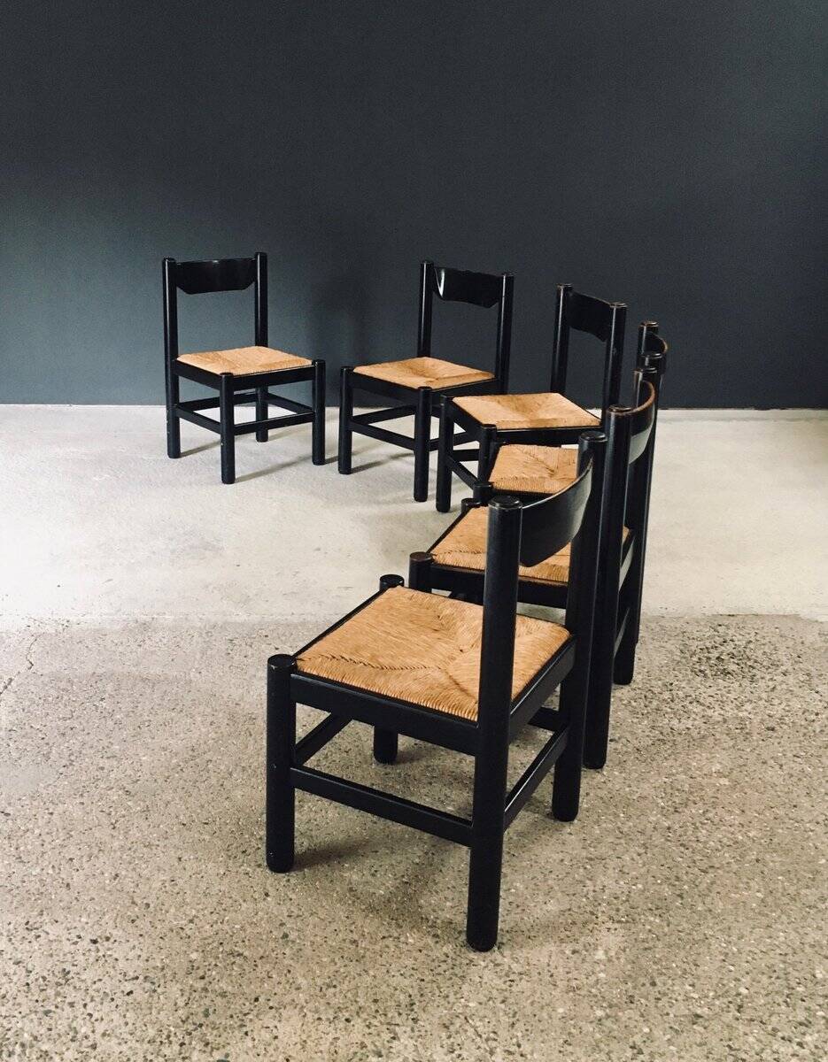 Mid-Century Modern Carimate Dining Chairs, Italy, 1970s, Set of 6