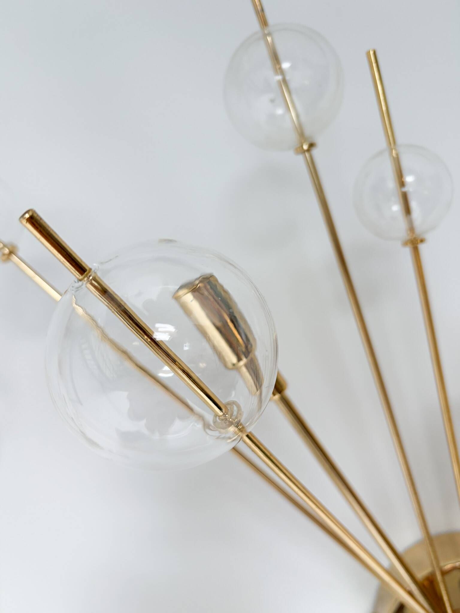 Set of 2 Italian wall lamps with glass spheres, 1970s