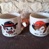 Tasses à café en grès vintage amour