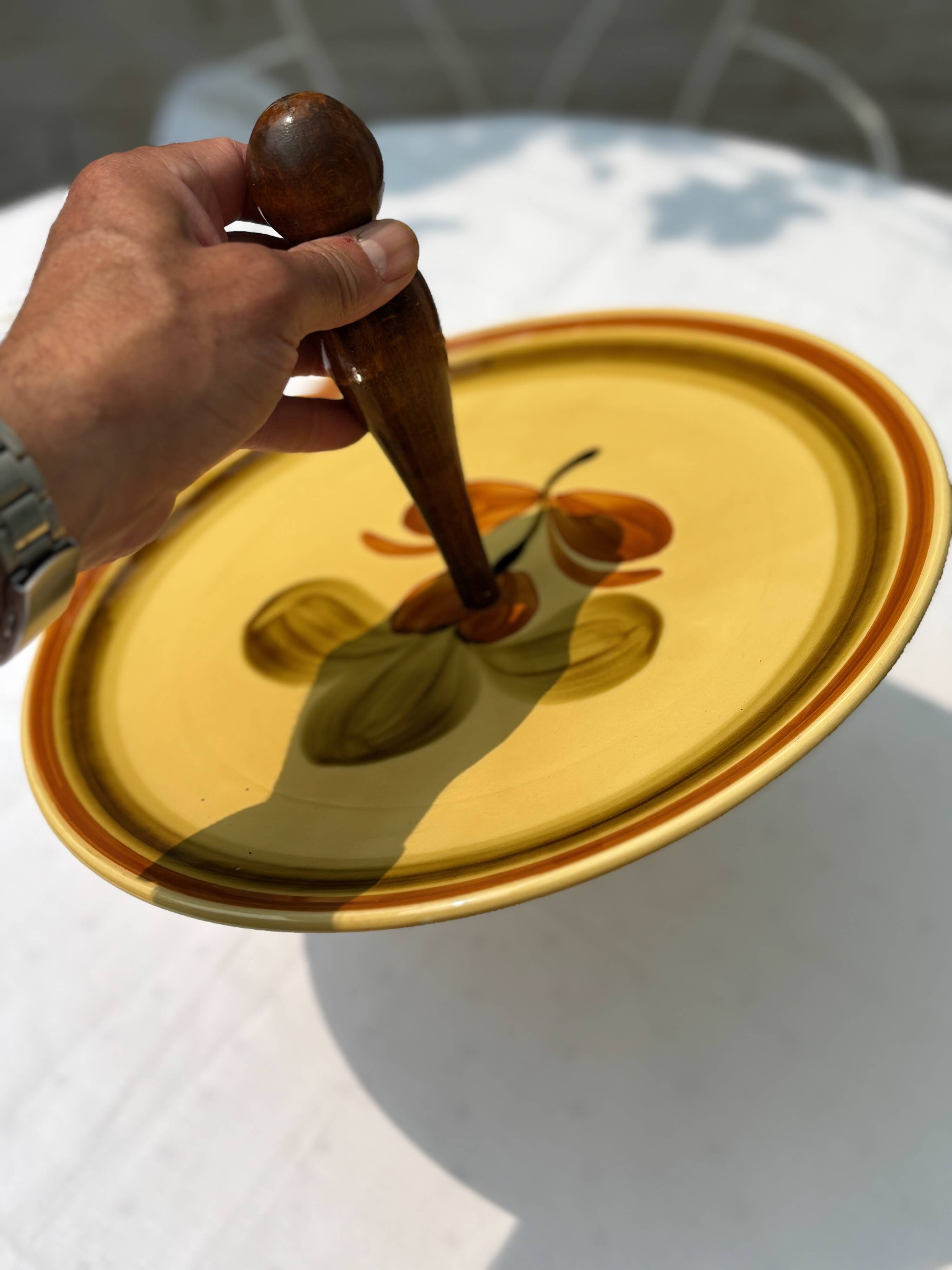 GIEN ceramic cheese dish with vintage floral decoration