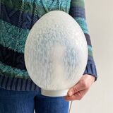 Large vintage glass egg table lamp - Domec