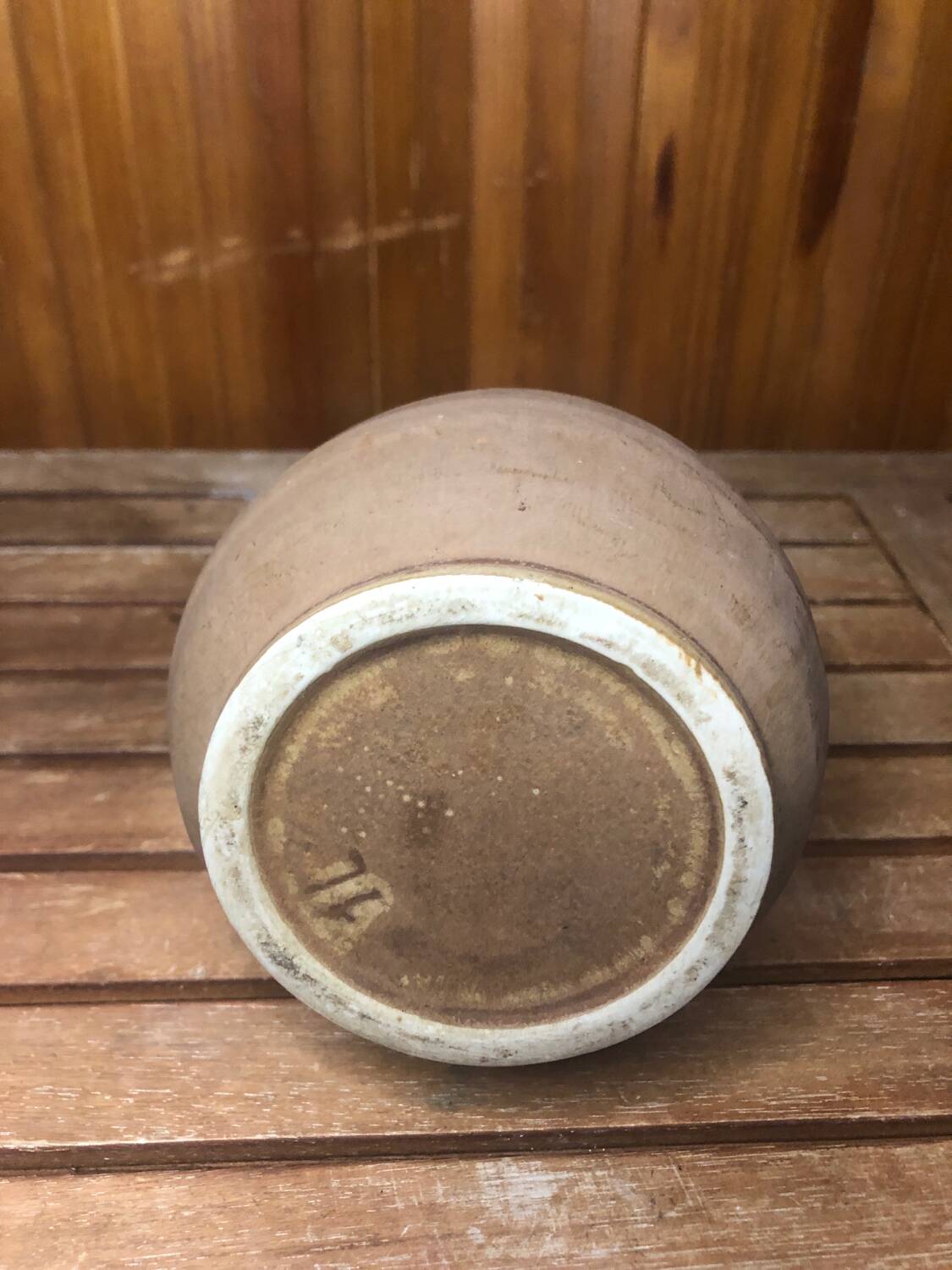 Old Vintage Beige Ceramic Pitcher