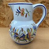 Old pitcher decor rouen geo martel white ceramic vintage flower decor #b644