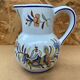 Old pitcher decor rouen geo martel white ceramic vintage flower decor #b644