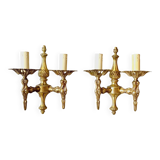 Pair of gilded brass wall lights - Louis XVI style