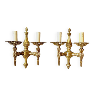 Pair of gilded brass wall lights - Louis XVI style