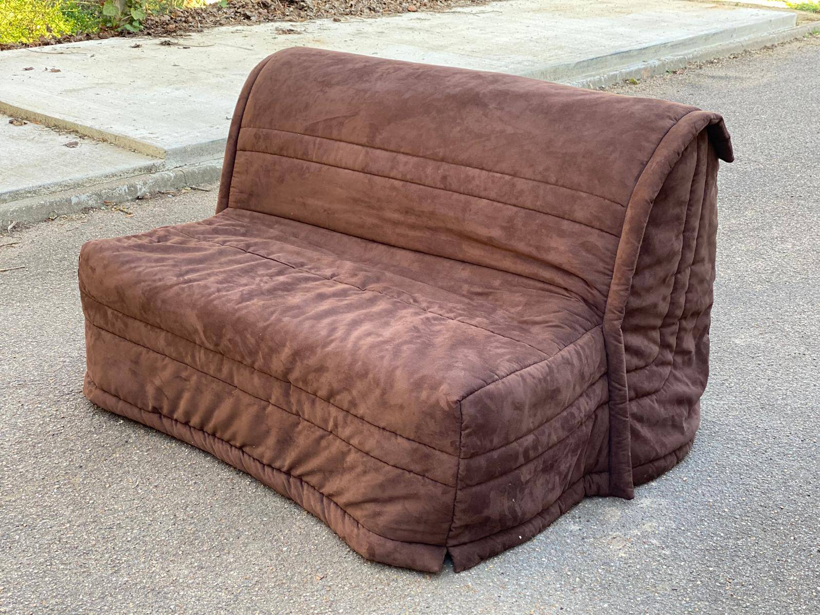 JP Gauthier brown velvet 2-seater convertible sofa bed