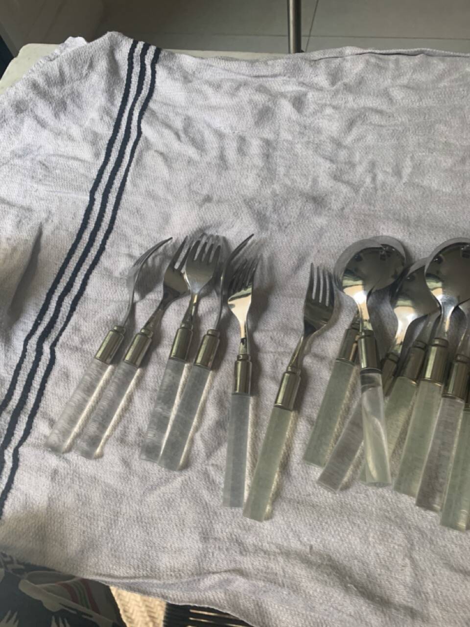 Set of plexiglass and stainless steel cutlery "Italy" from the 80s