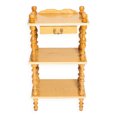 Table de nuit vintage milieu du siècle, étagère, support, hêtre, Europe, années 1960