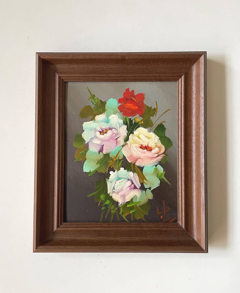 Oil painting "Roses", 1970