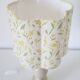 Vintage table lamp, turned wooden base and "mimosa" printed lampshade