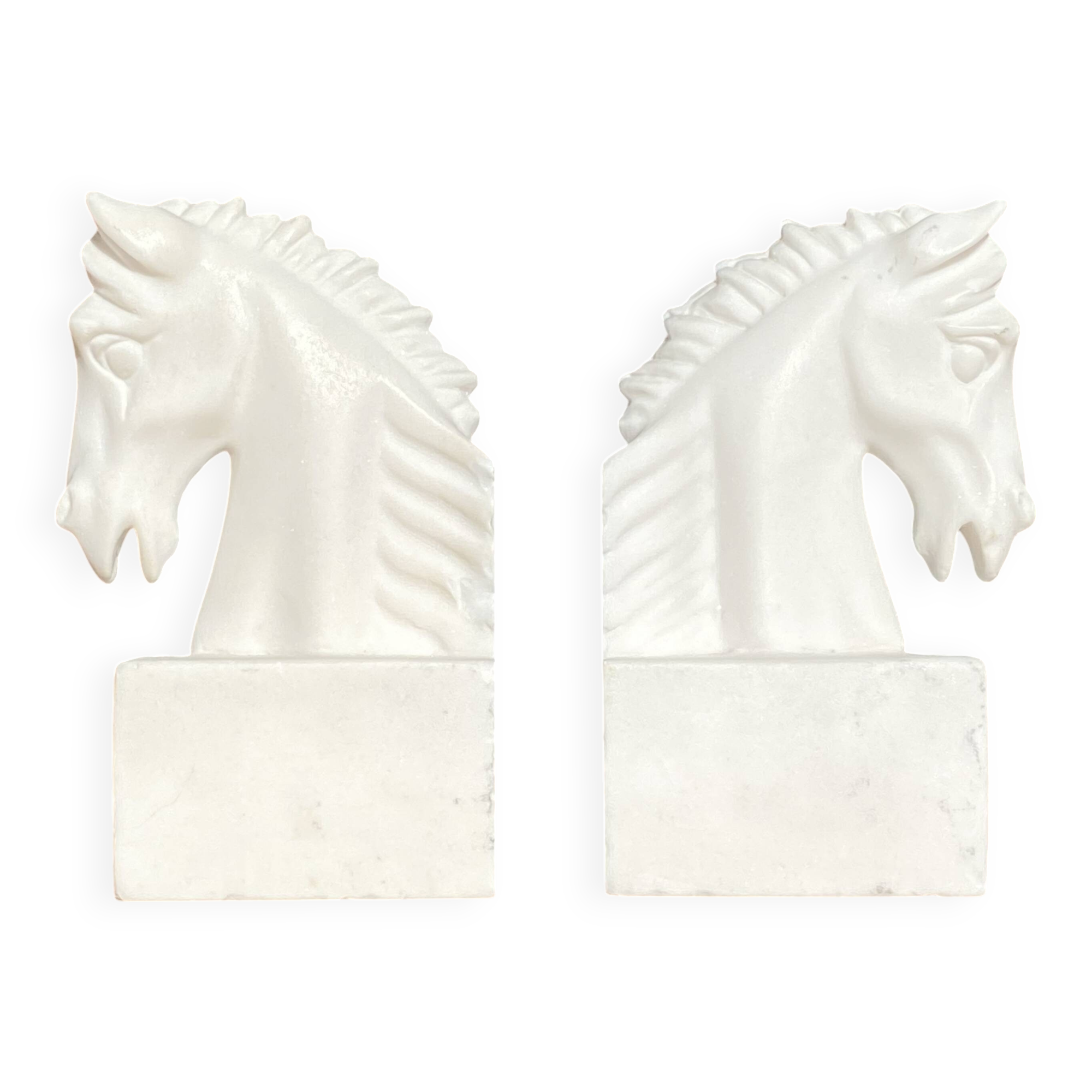 Pair of horse head bookends natural stone