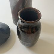 Grand vase ovoïde vers 1950 en céramique émaillée tenmoku
