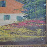 Ancient painting 19th century mountain landscape