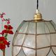 Suspension antique lampshade in blue mother-of-pearl and brass